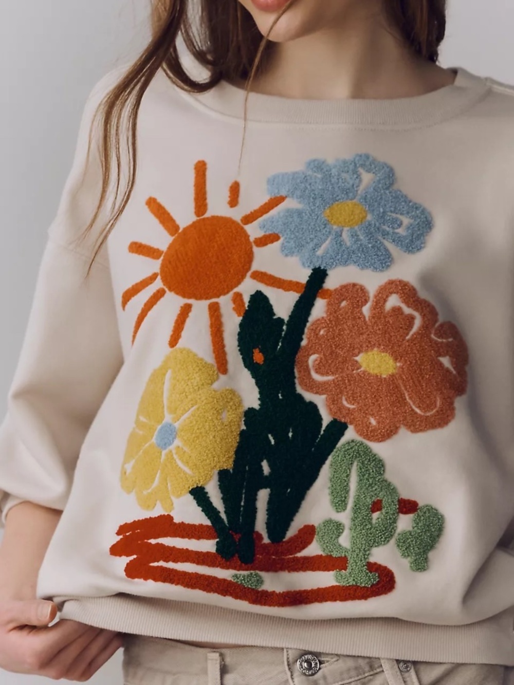 Anthropologie Niki Bubble Embroidered Pullover By Pilcro M - Picture 2 of 3